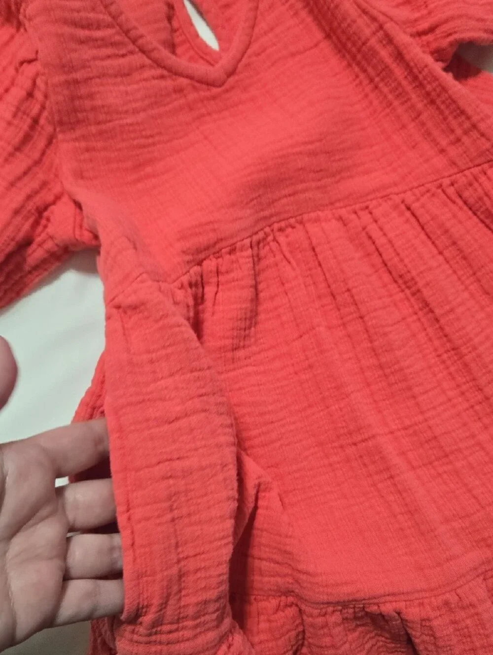 Cat & Jack Coral-Pink Puff Sleeve Tiered Kids Dress